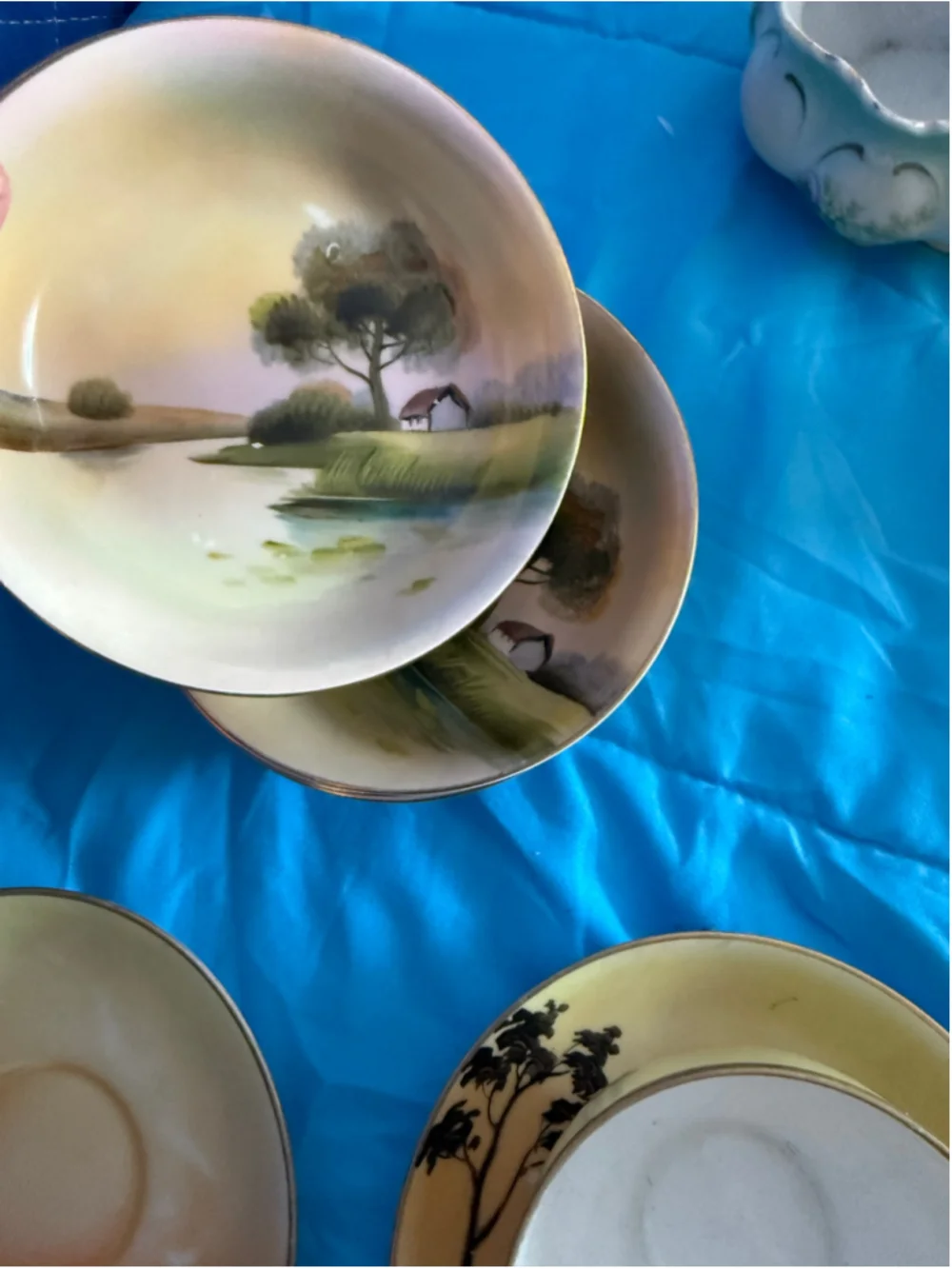 Vintage Nippon Hand Painted Porcelain Dinnerware Set, Beige and Gold, One Size
